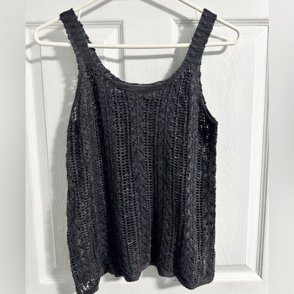 Pink Republic Open Knit, Sweater Tank Top Dark Gray XS